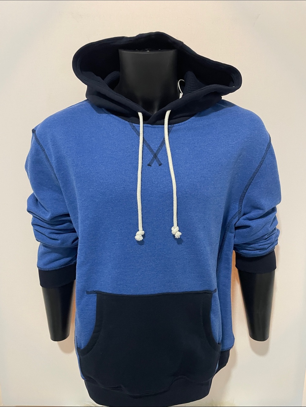 Zara Two-Tone Blue and Black Hooded Sweatshirt